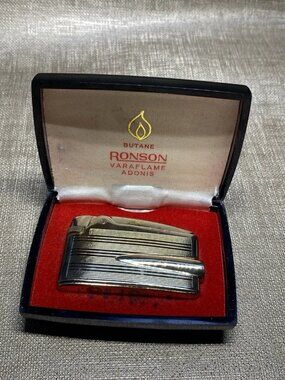 Vintage Ronson Varaflame Adonis Butane Lighter w/ Box Working Needs Flint